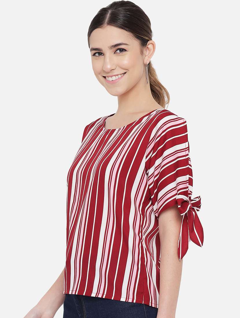 women striped short sleeve regular top - 22082185 -  Standard Image - 1