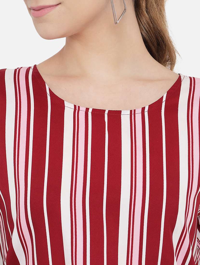 women striped short sleeve regular top - 22082185 - Standard Image - 4
