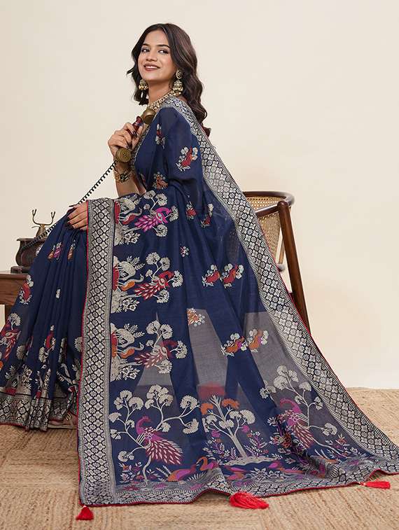 women foil printed saree with blouse - 22082212 -  Standard Image - 1