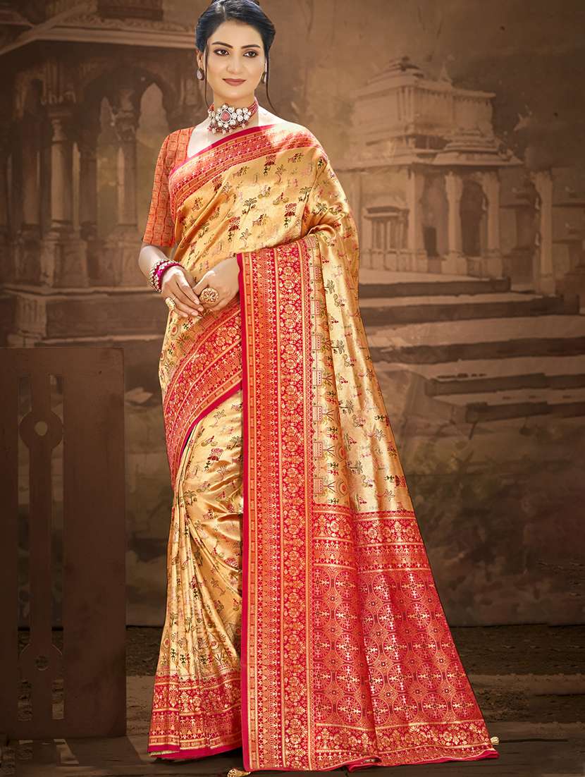 women self design dharmavaram saree with blouse