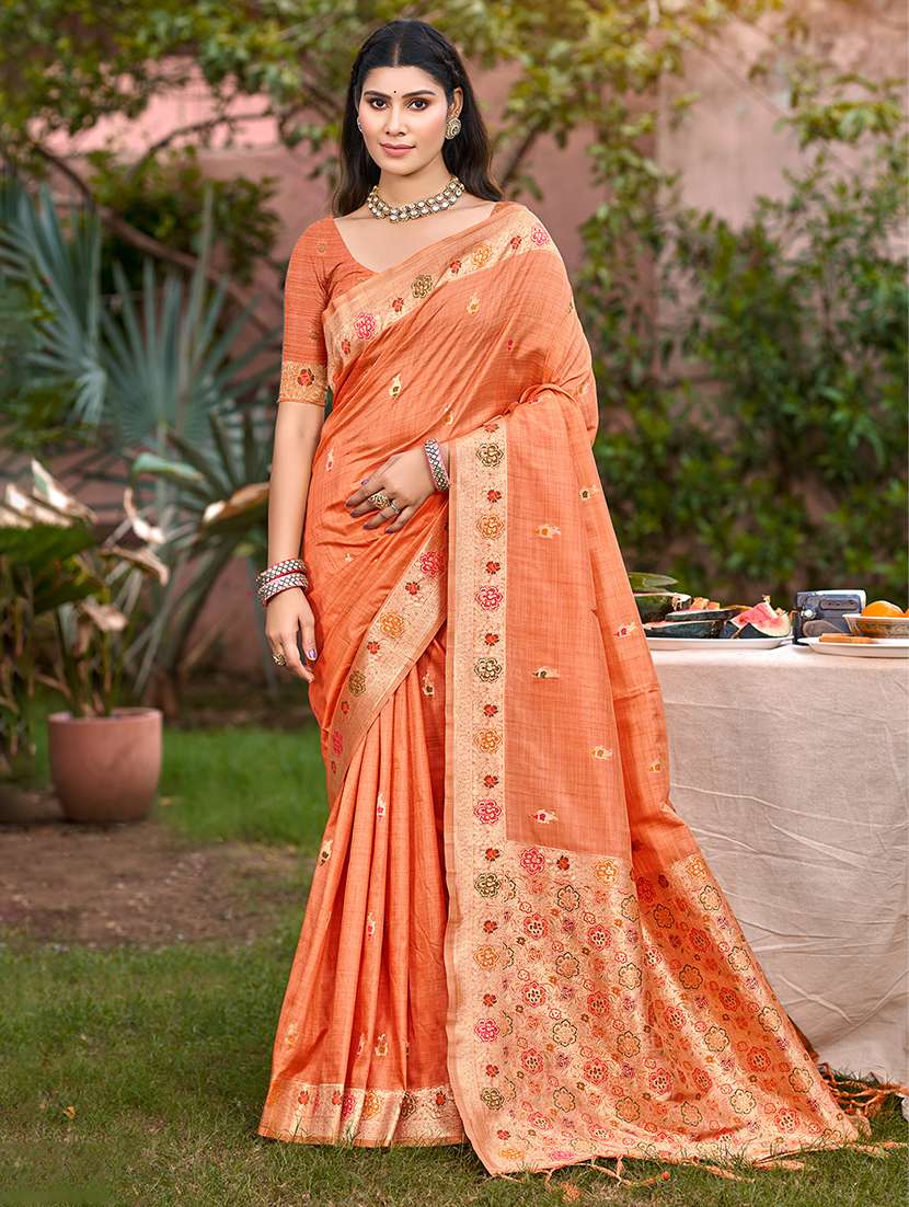 women self design assam silk saree with blouse