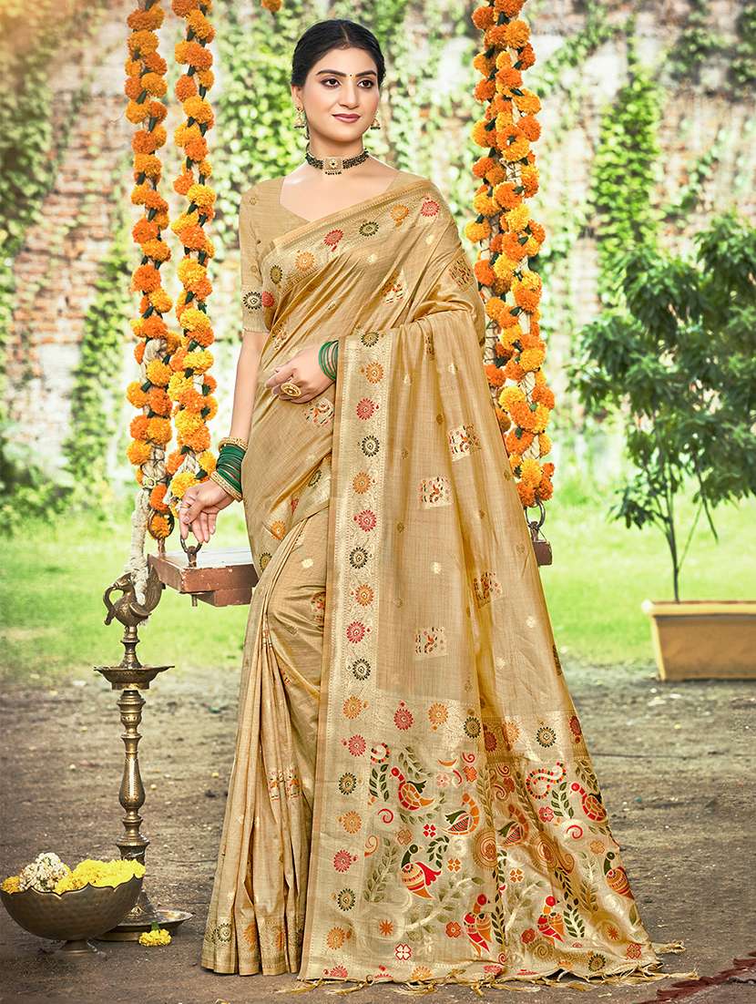 women self design assam silk saree with blouse