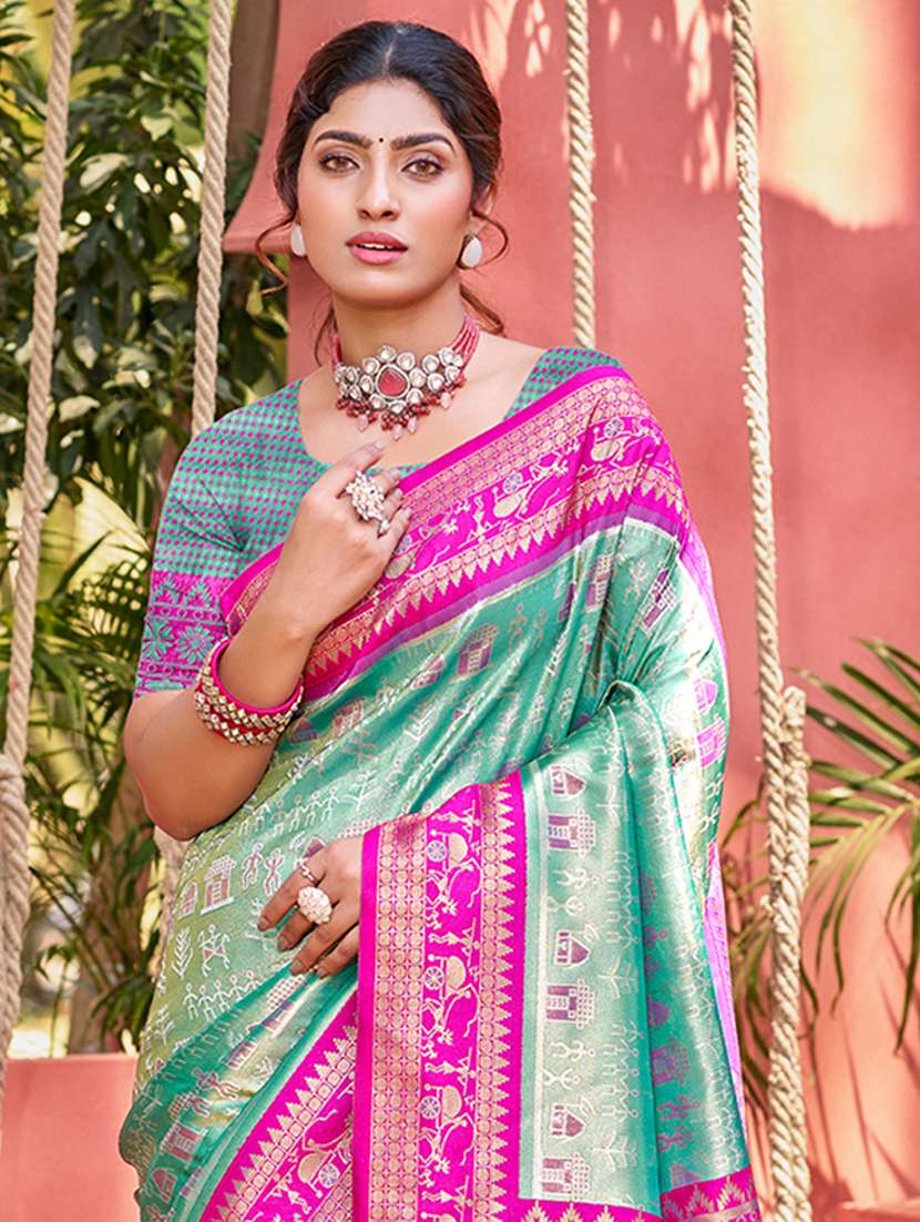 women self design kanjivaram saree with blouse - 22082286 -  Standard Image - 1