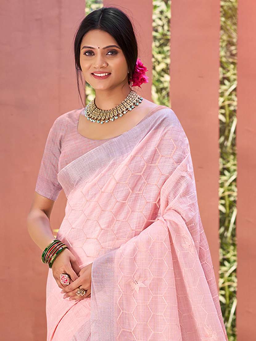 women solid with work embroidered saree with blouse - 22082299 -  Standard Image - 1