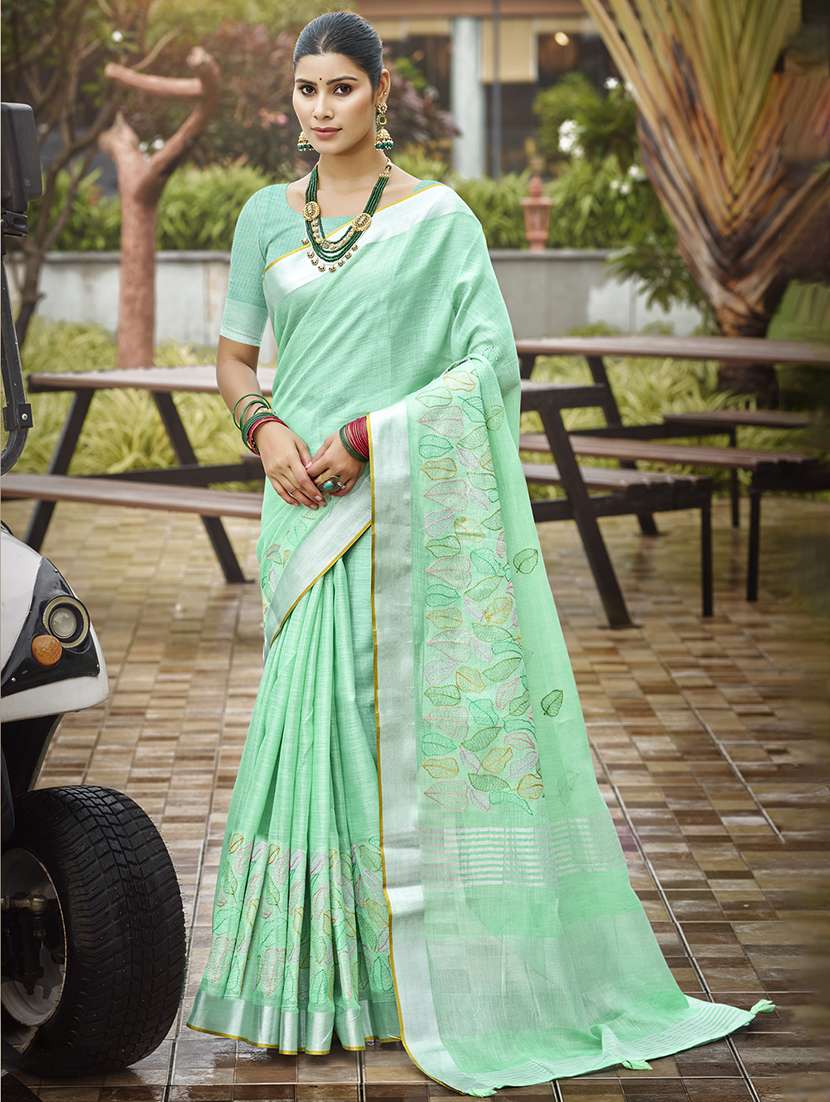 women solid with work embroidered saree with blouse