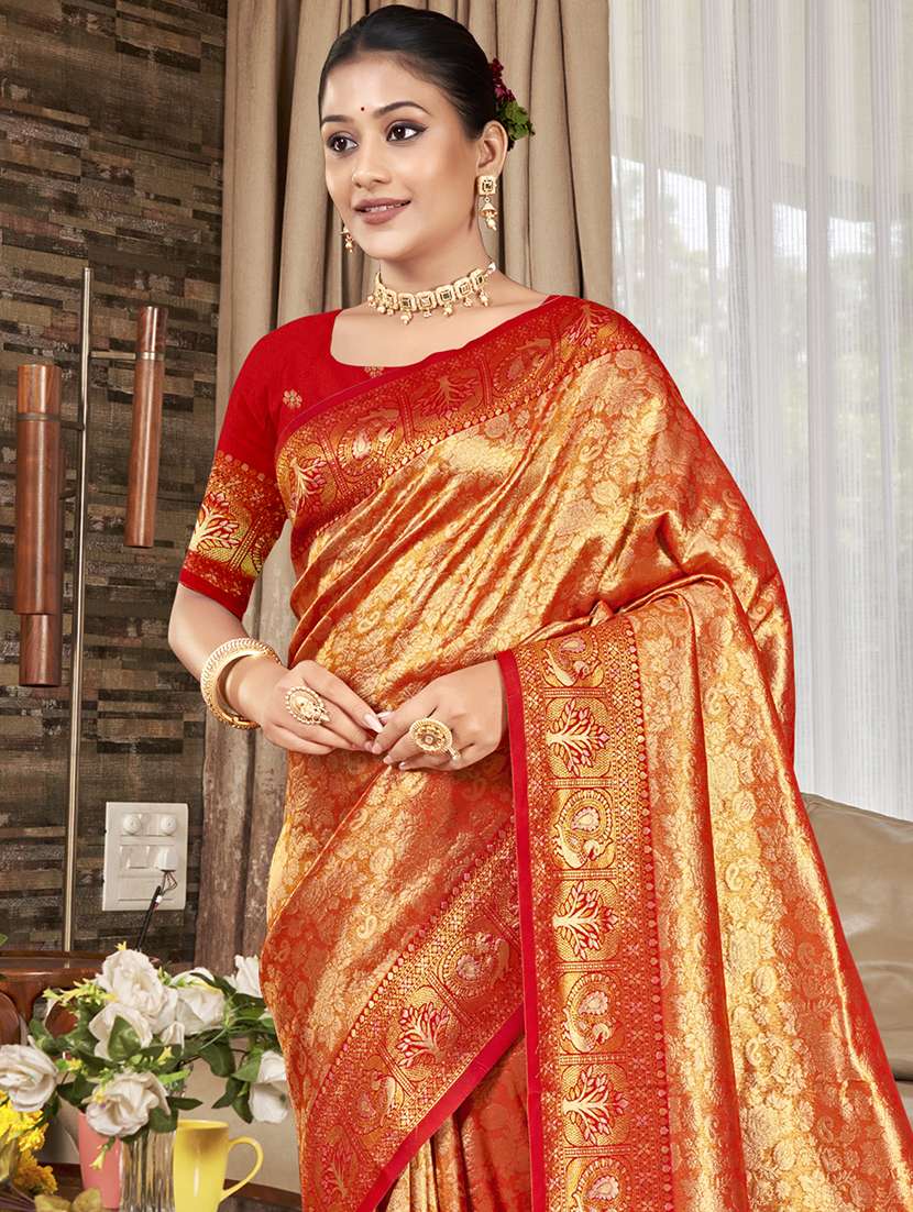 women self design kanjivaram saree with blouse - 22082387 - Standard Image - 1