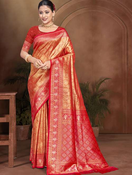 women self design kanjivaram saree with blouse - 22082390 -  Standard Image - 0
