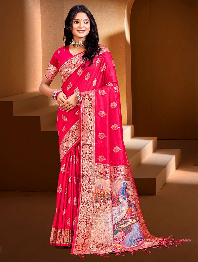 women self design banarasi saree with blouse