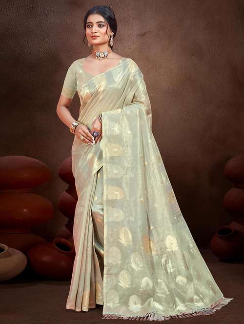 women self design chanderi saree with blouse - 22082429 -  Standard Image - 0