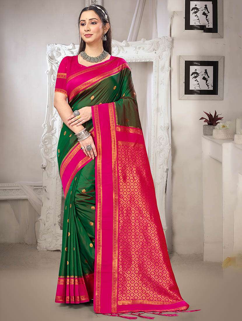 women self design banarasi saree with blouse