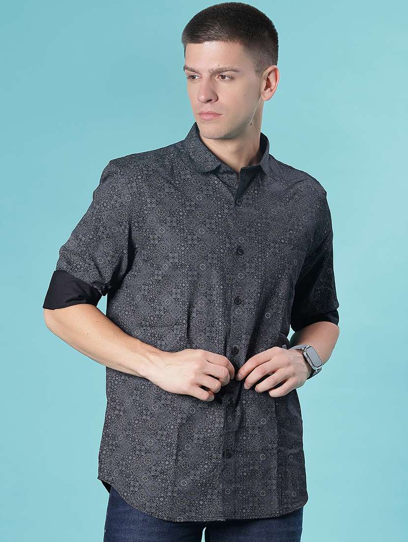 men printed long sleeve regular fit casual shirt - 22082449 - Standard Image - 1