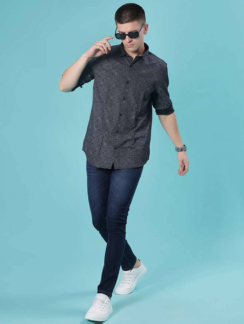 men printed long sleeve regular fit casual shirt - 22082449 - Standard Image - 4