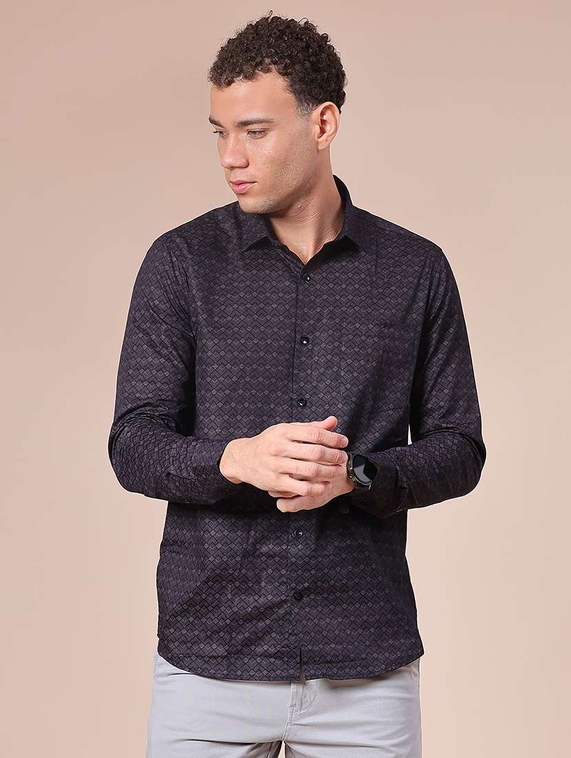 men printed long sleeve regular fit casual shirt - 22082450 -  Standard Image - 1