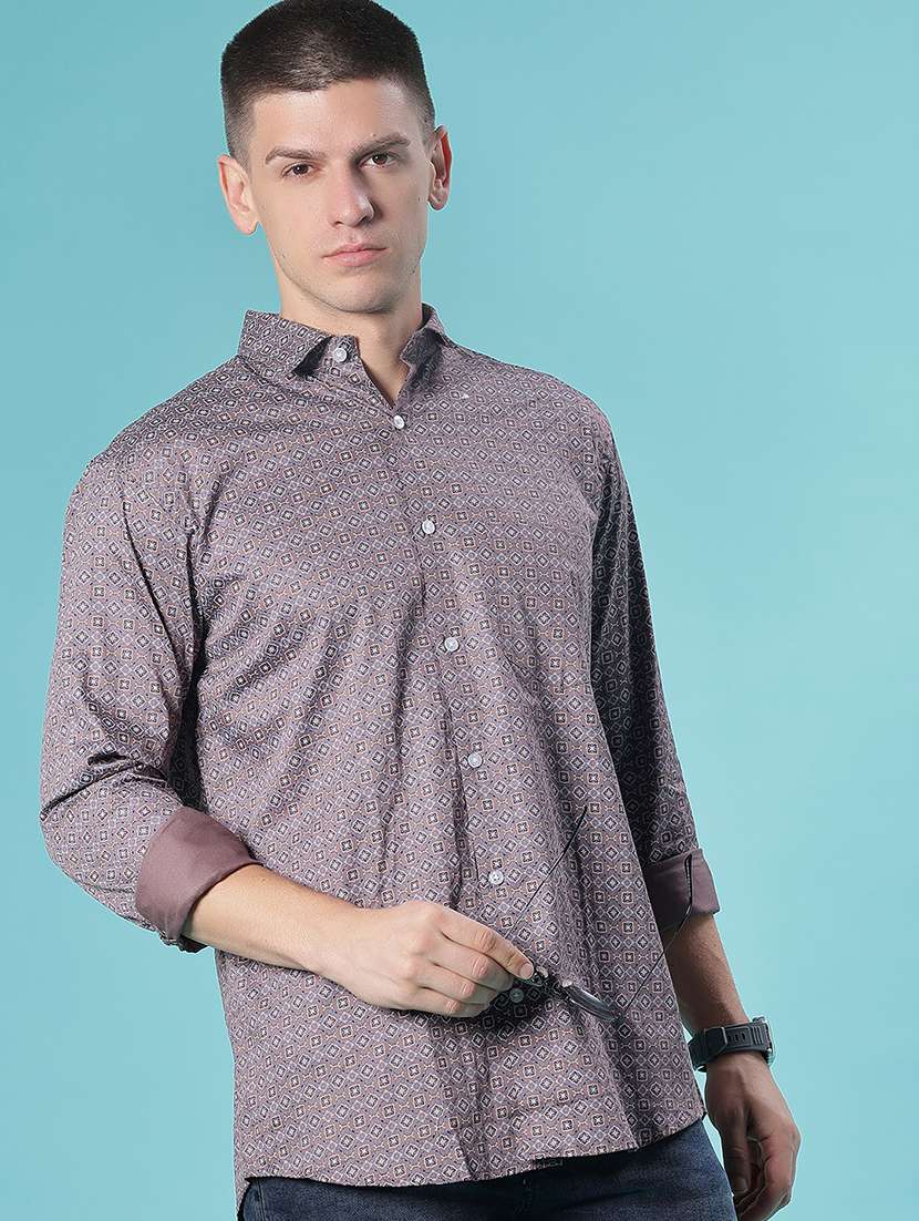 men printed long sleeve regular fit casual shirt - 22082451 -  Standard Image - 1