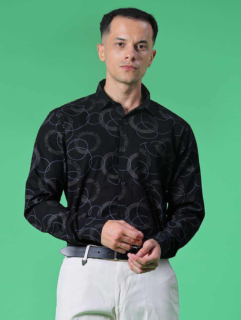 men printed long sleeve regular fit formal shirt - 22082452 - Standard Image - 1