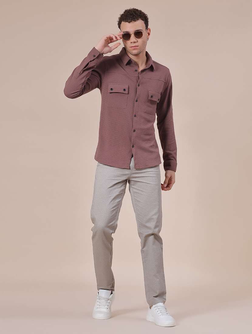 brown cotton casual shirt - 22082454 -  Standard Image - 4