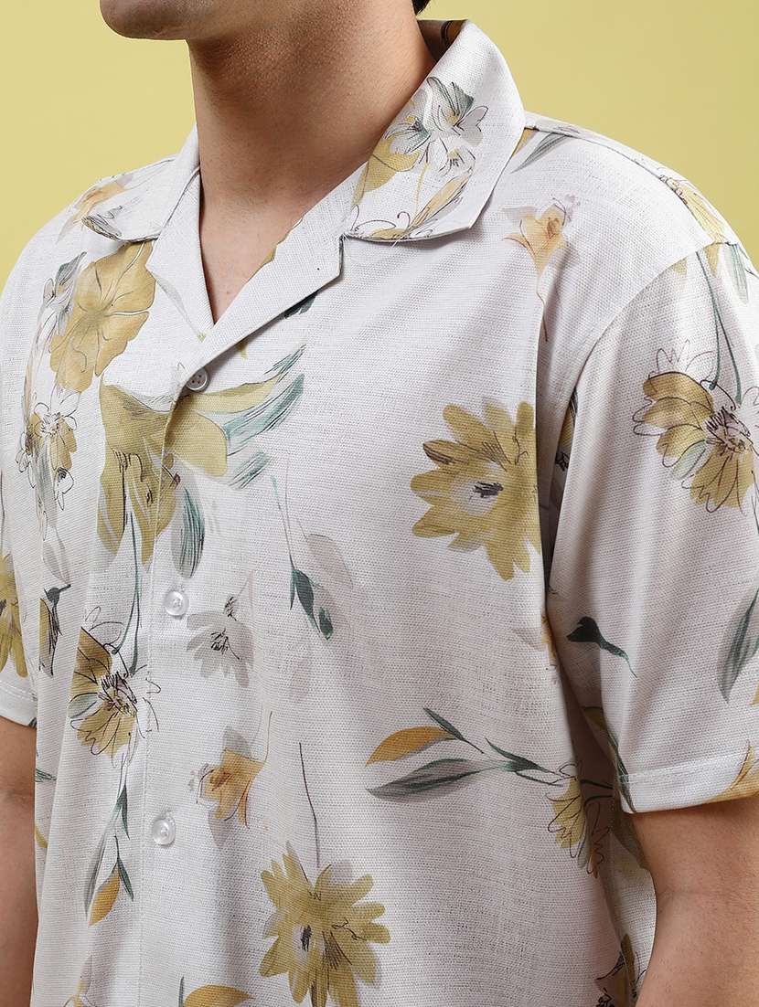men floral printed short sleeve regular fit casual shirt - 22082458 -  Standard Image - 4