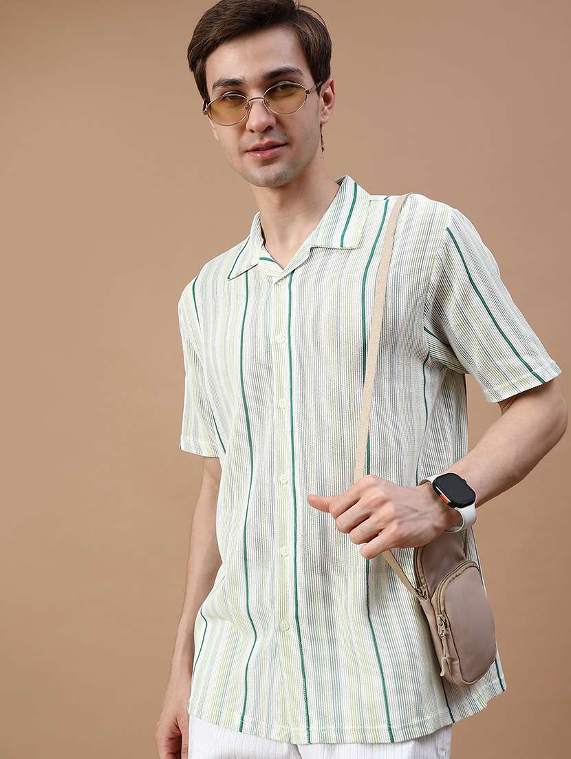 men striped short sleeve regular fit casual shirt - 22082462 -  Standard Image - 1