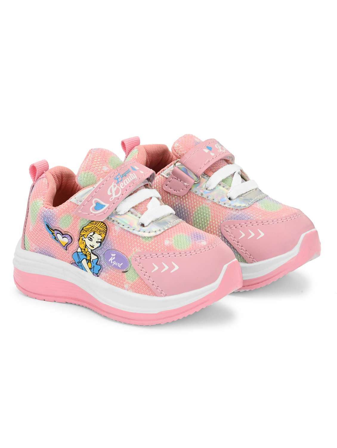 kids pink printed velcro sneaker - 22082469 - Standard Image - 1