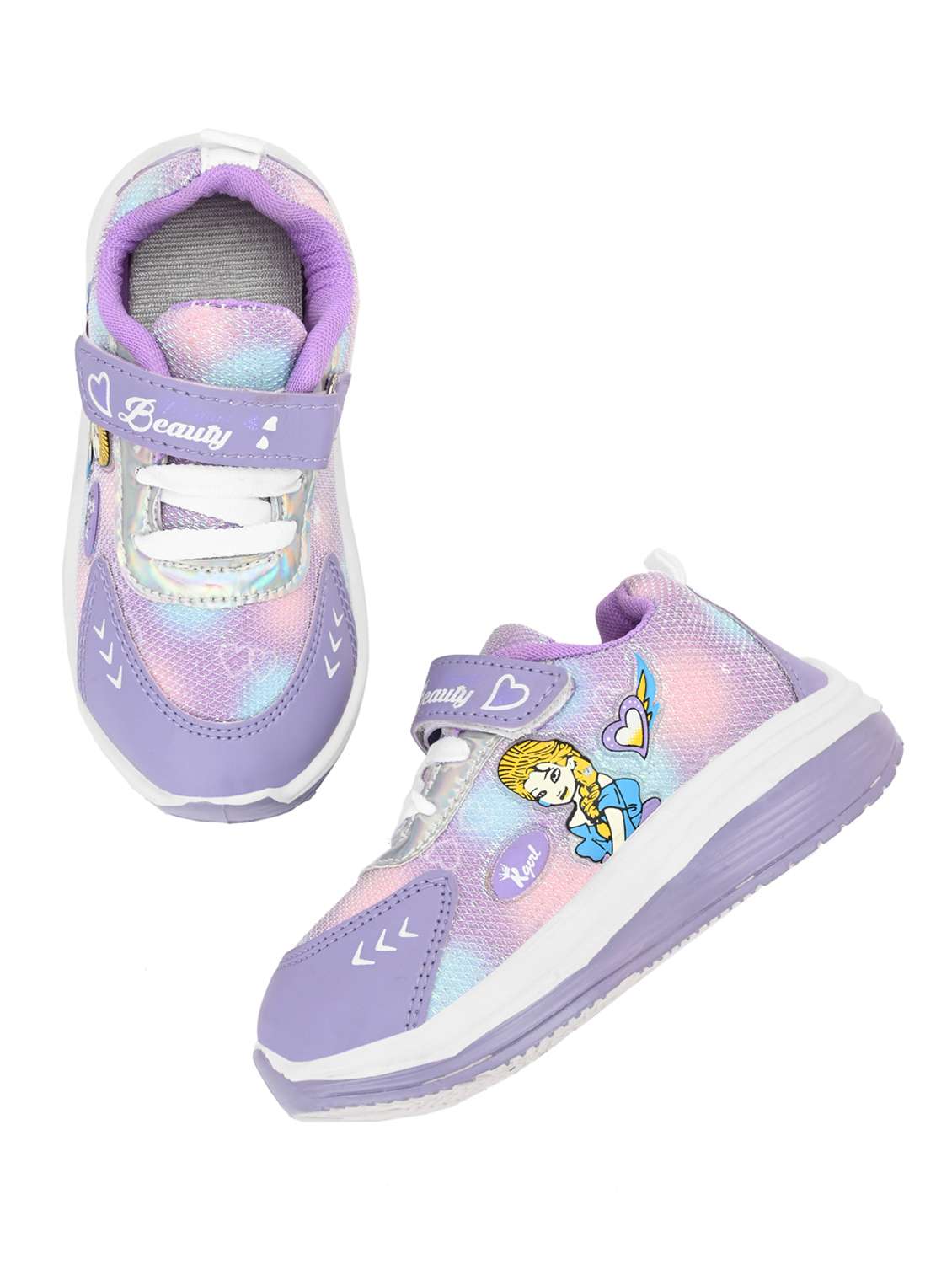 kids lavender printed velcro sneaker - 22082470 - Standard Image - 4