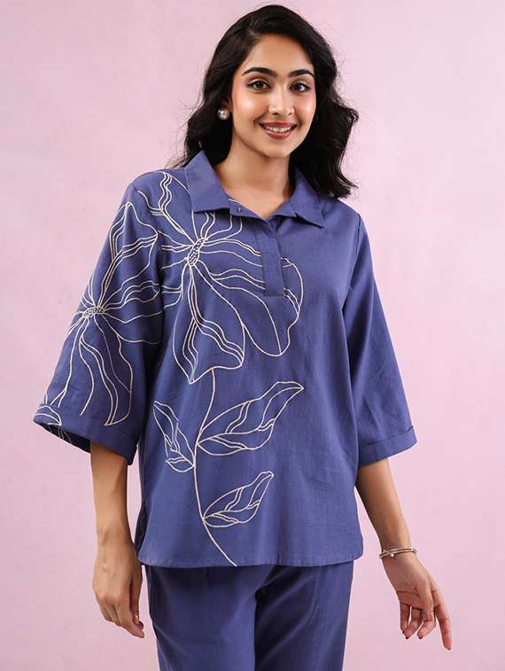 women three quarter sleeve ethnic co-ord set - 22082472 -  Standard Image - 1