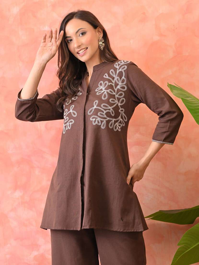 women three quarter sleeve ethnic co-ord set - 22082475 - Standard Image - 1