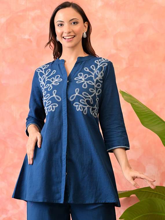 women three quarter sleeve ethnic co-ord set - 22082476 -  Standard Image - 1