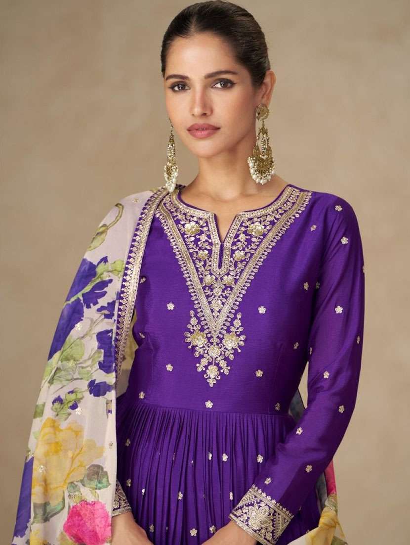 women embroidered long sleeve anarkali kurta dupatta set - 22082479 -  Standard Image - 1