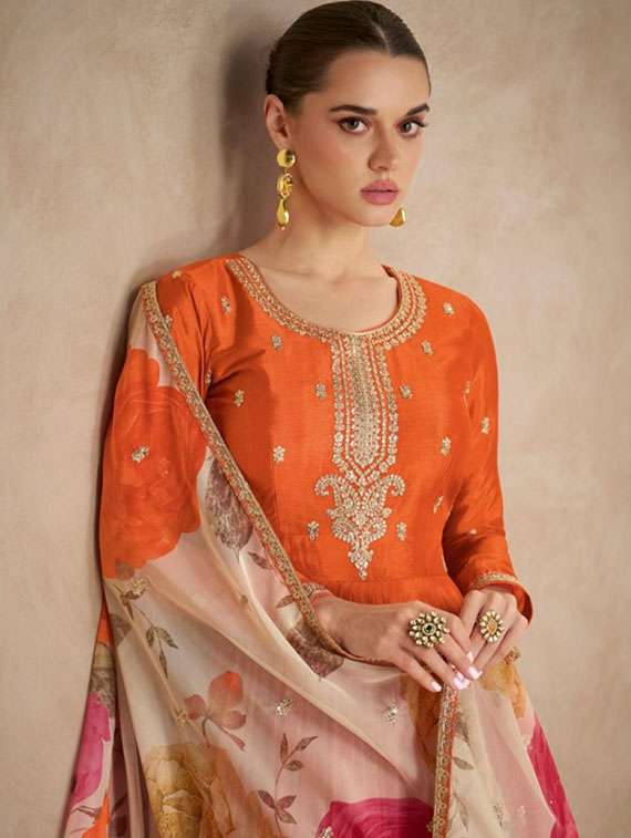 women embroidered long sleeve anarkali kurta dupatta set - 22082481 - Standard Image - 1