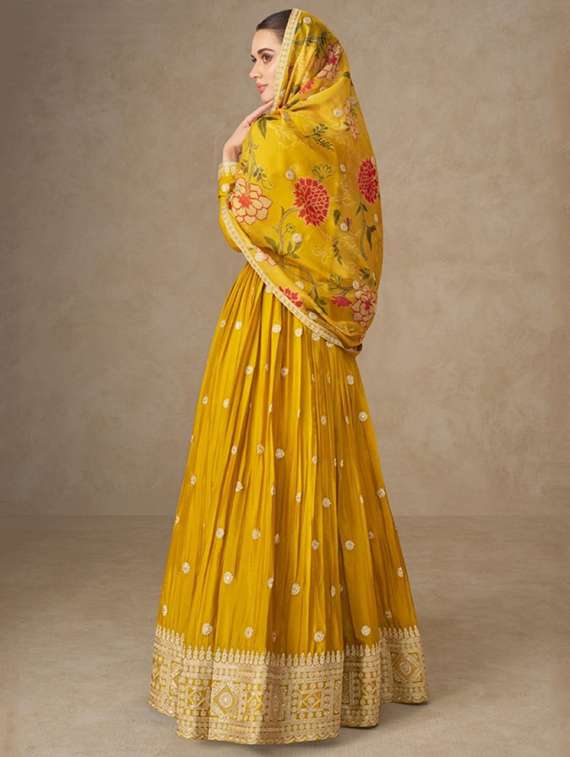 women embroidered long sleeve anarkali kurta dupatta set - 22082482 -  Standard Image - 1