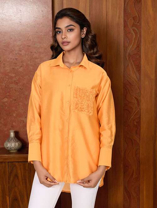 women solid collared long sleeve oversized shirt - 22082490 - Standard Image - 0