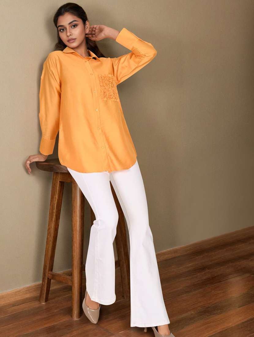 women solid collared long sleeve oversized shirt - 22082490 - Standard Image - 4