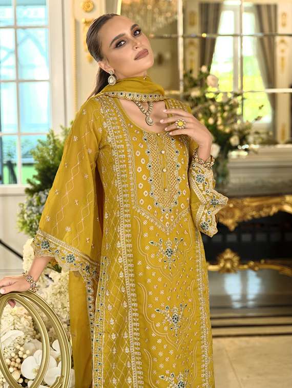 women embroidered long sleeve kurta pant with dupatta set - 22082501 -  Standard Image - 1