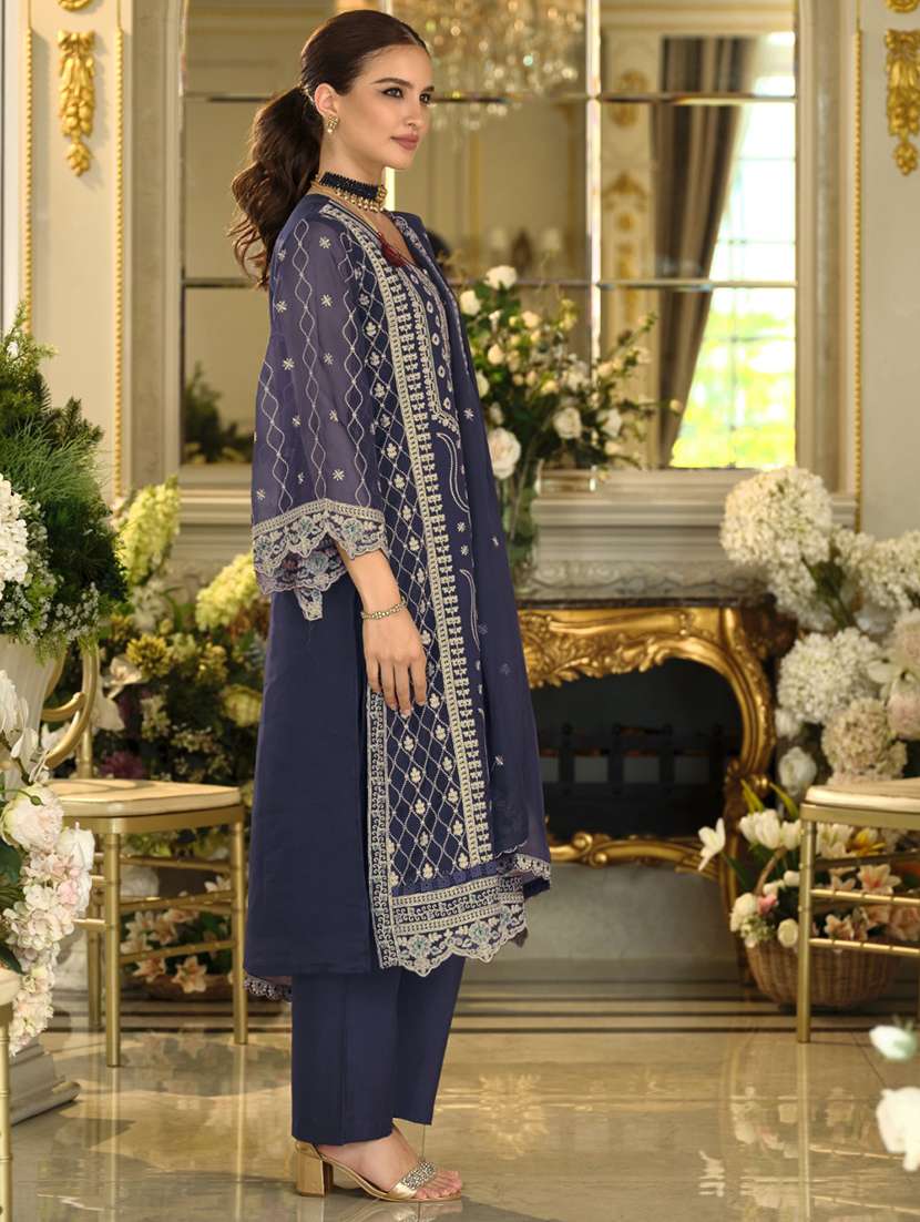 women embroidered long sleeve kurta pant with dupatta set - 22082503 -  Standard Image - 1
