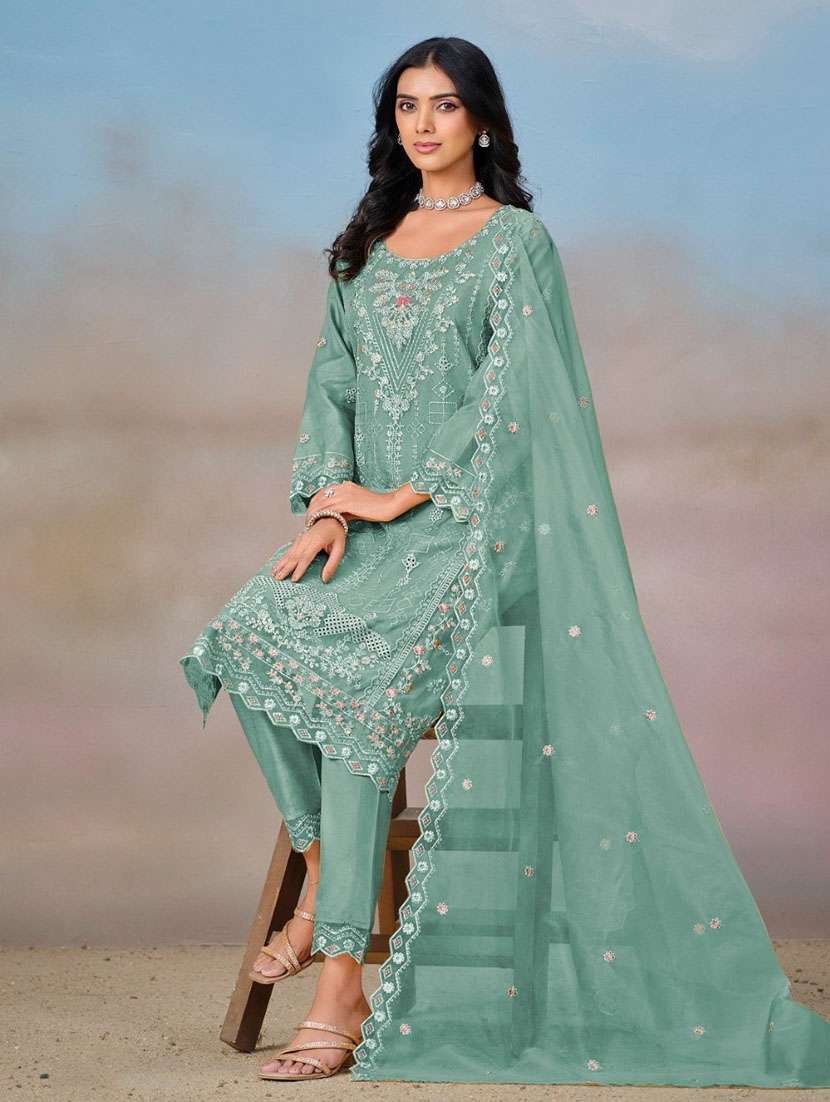 women embroidered long sleeve kurta pant with dupatta set - 22082505 -  Standard Image - 1