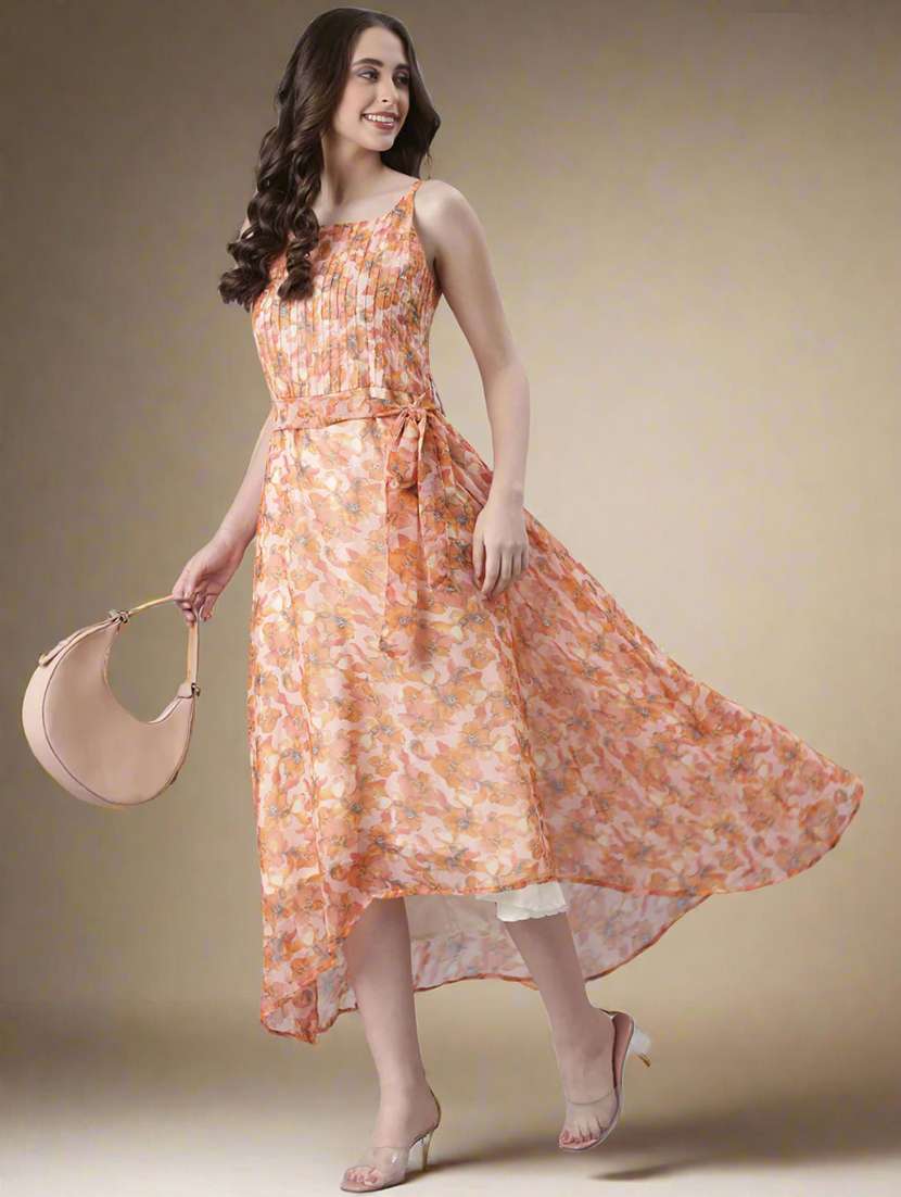 women floral print shoulder strap fit & flare dress - 22082552 - Standard Image - 4
