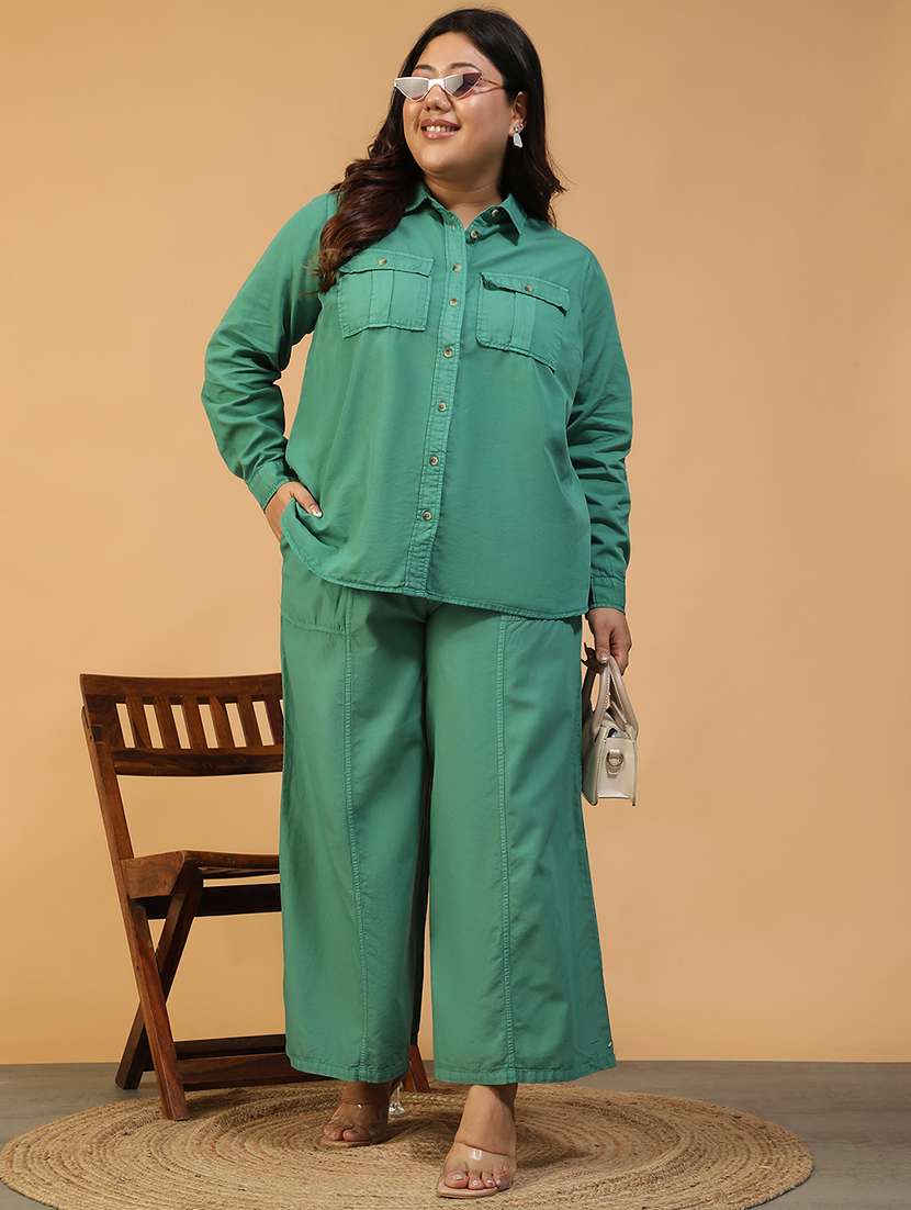 women solid mid rise wide leg trouser - 22082558 - Standard Image - 6