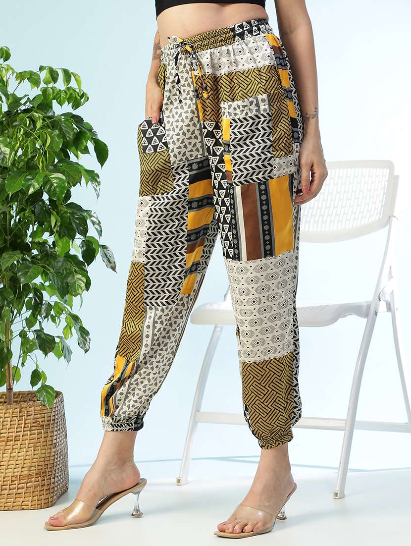women printed high rise jogger - 22082562 - Standard Image - 1