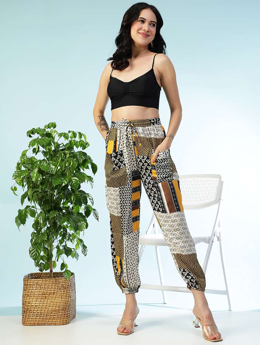 women printed high rise jogger - 22082562 - Standard Image - 6