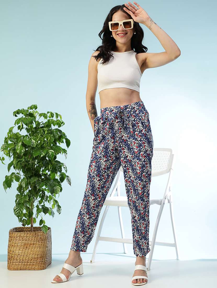 women printed high rise straight trouser - 22082563 -  Standard Image - 4