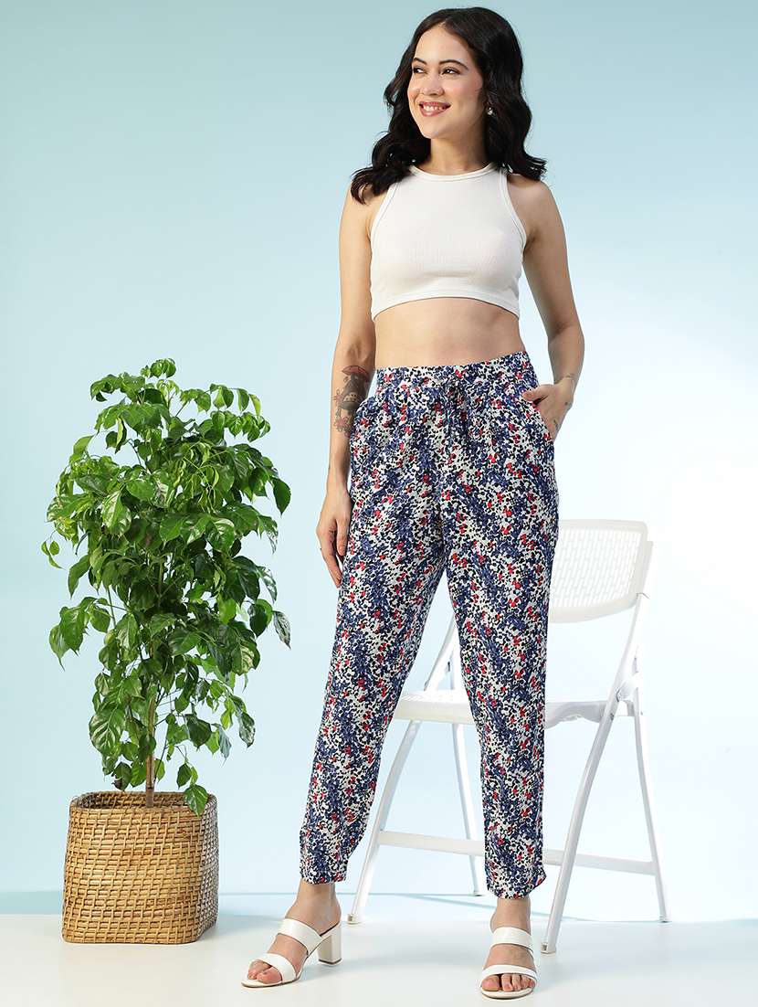 women printed high rise straight trouser - 22082563 -  Standard Image - 6