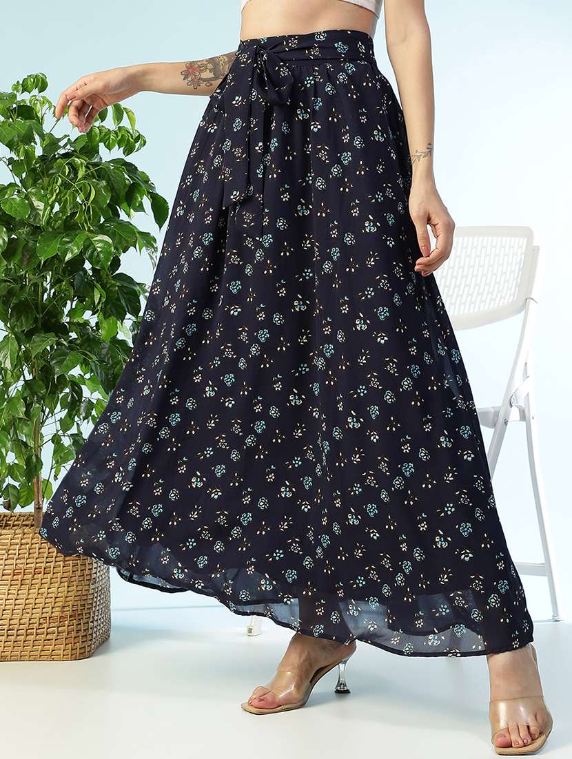 women printed high rise flared maxi skirt - 22082576 -  Standard Image - 1