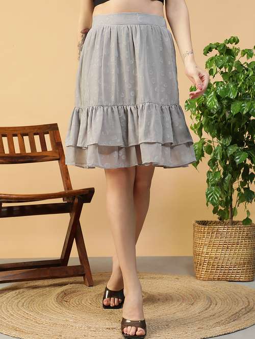 women self designed high rise tiered skirt - 22082577 -  Standard Image - 0