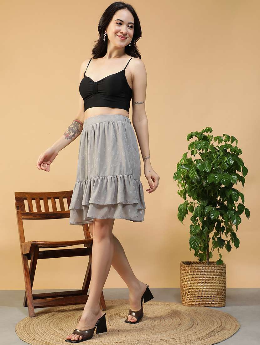 women self designed high rise tiered skirt - 22082577 - Standard Image - 4