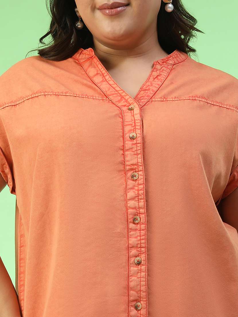 women plus size solid collared sleeveless top - 22082585 -  Standard Image - 4