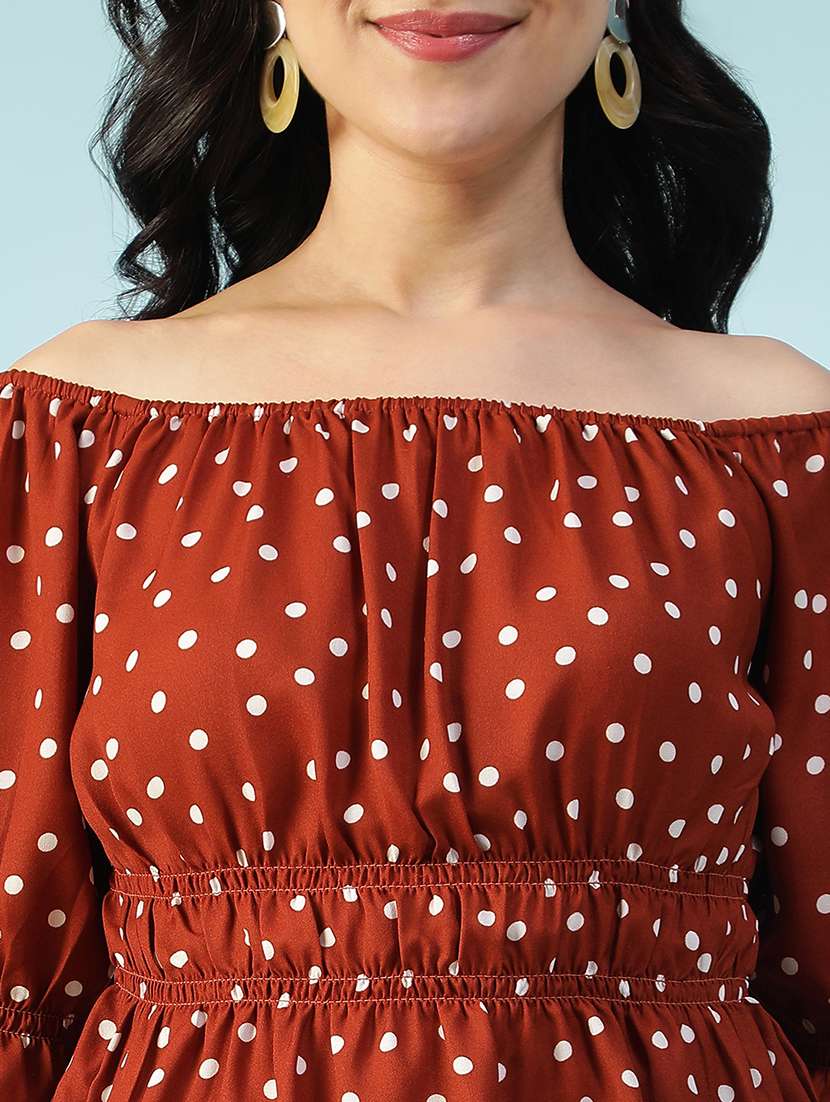 women polka doted off shoulder peplum top - 22082620 - Standard Image - 4