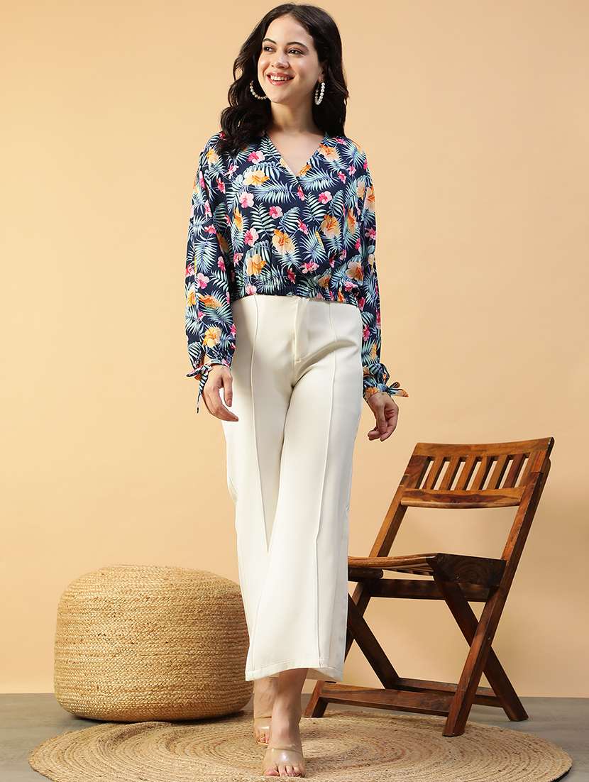 women printed puff sleeve blouson top - 22082628 -  Standard Image - 4