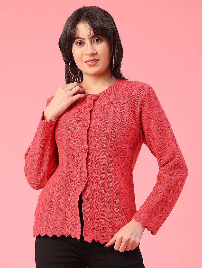 women self design long sleeve cardigan - 22082751 -  Standard Image - 1