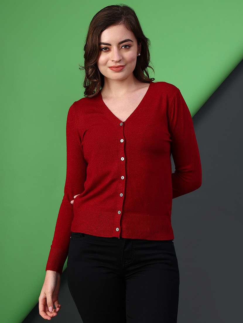 women solid long sleeve cardigan - 22082932 -  Standard Image - 1