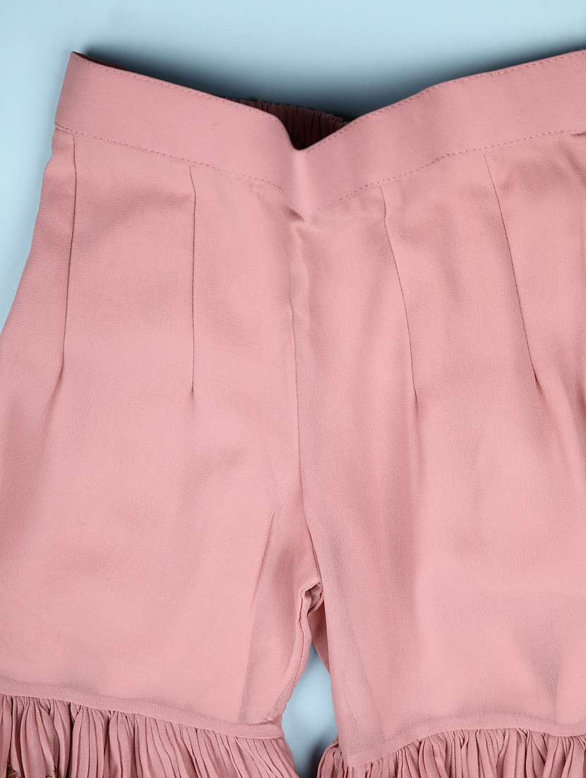 girls solid with work sleeveless kurta sharara set  - 22082956 -  Standard Image - 4